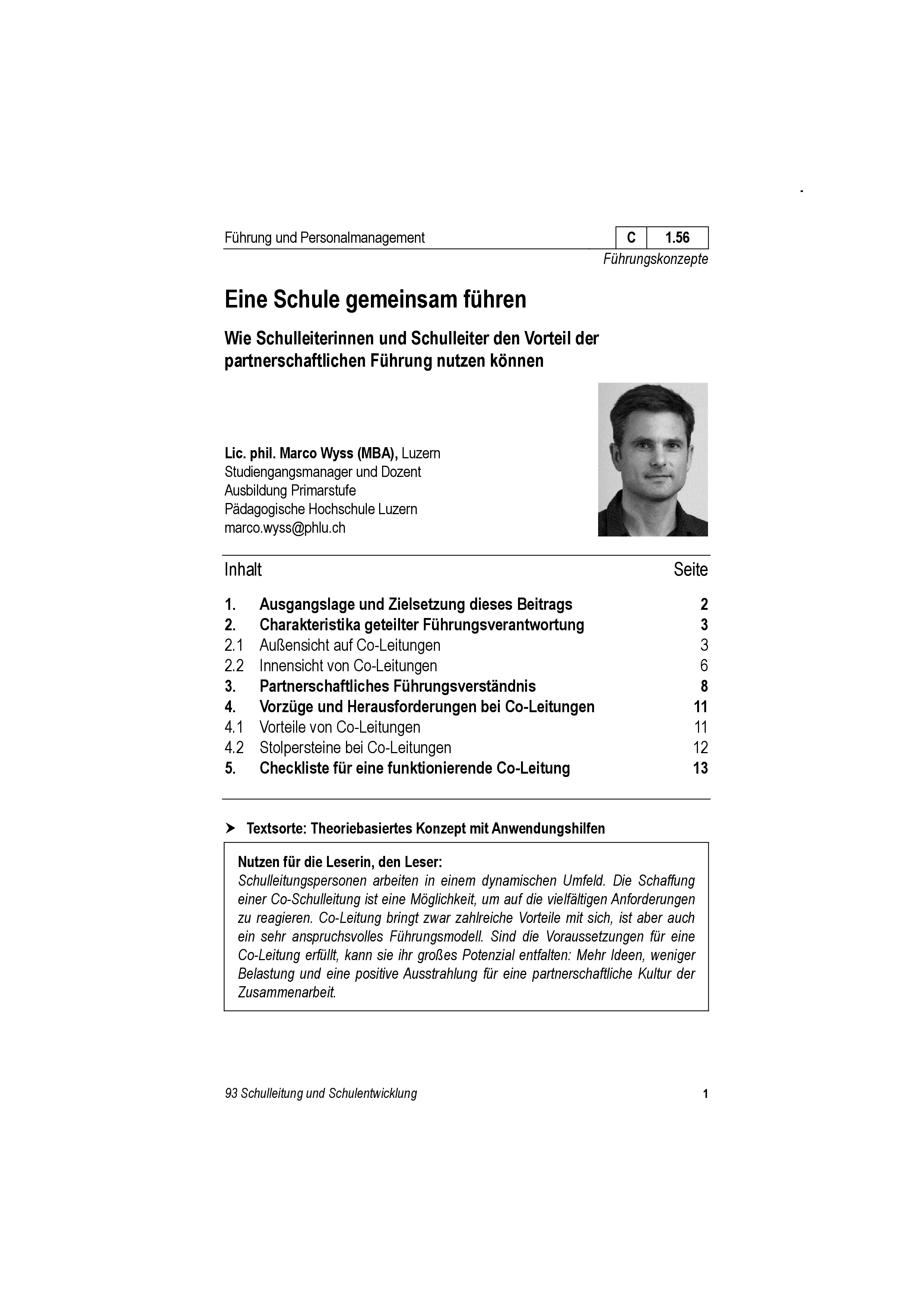 Eine Schule gemeinsam führen