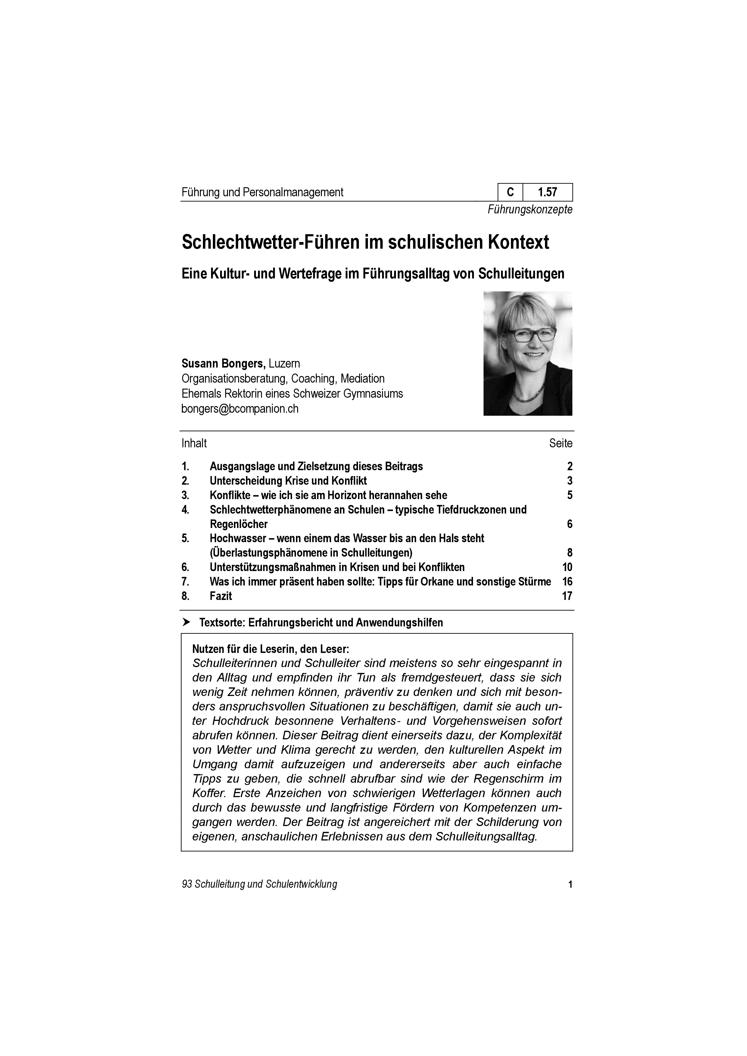 Schlechtwetter-Führen im schulischen Kontext