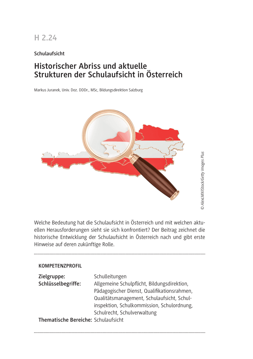 Historischer Abriss und aktuelle Strukturen der Schulaufsicht in Österreich