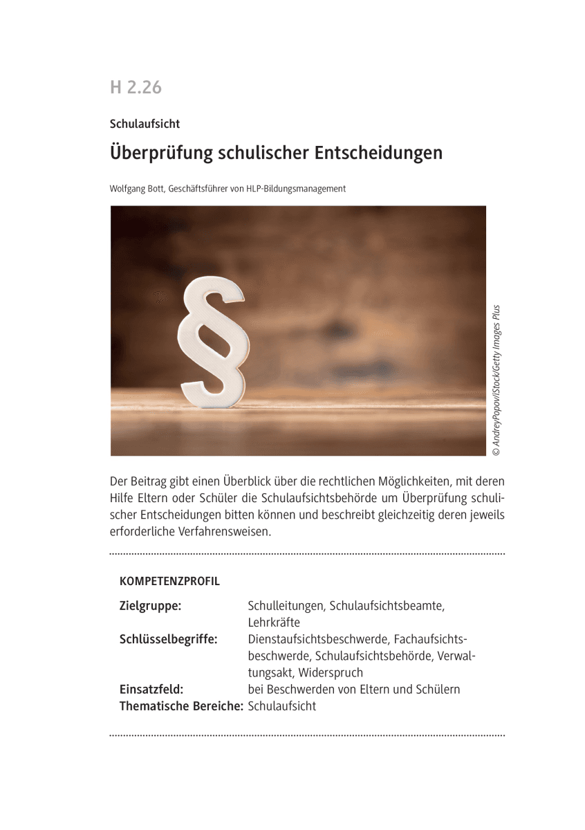 Überprüfung schulischer Entscheidungen