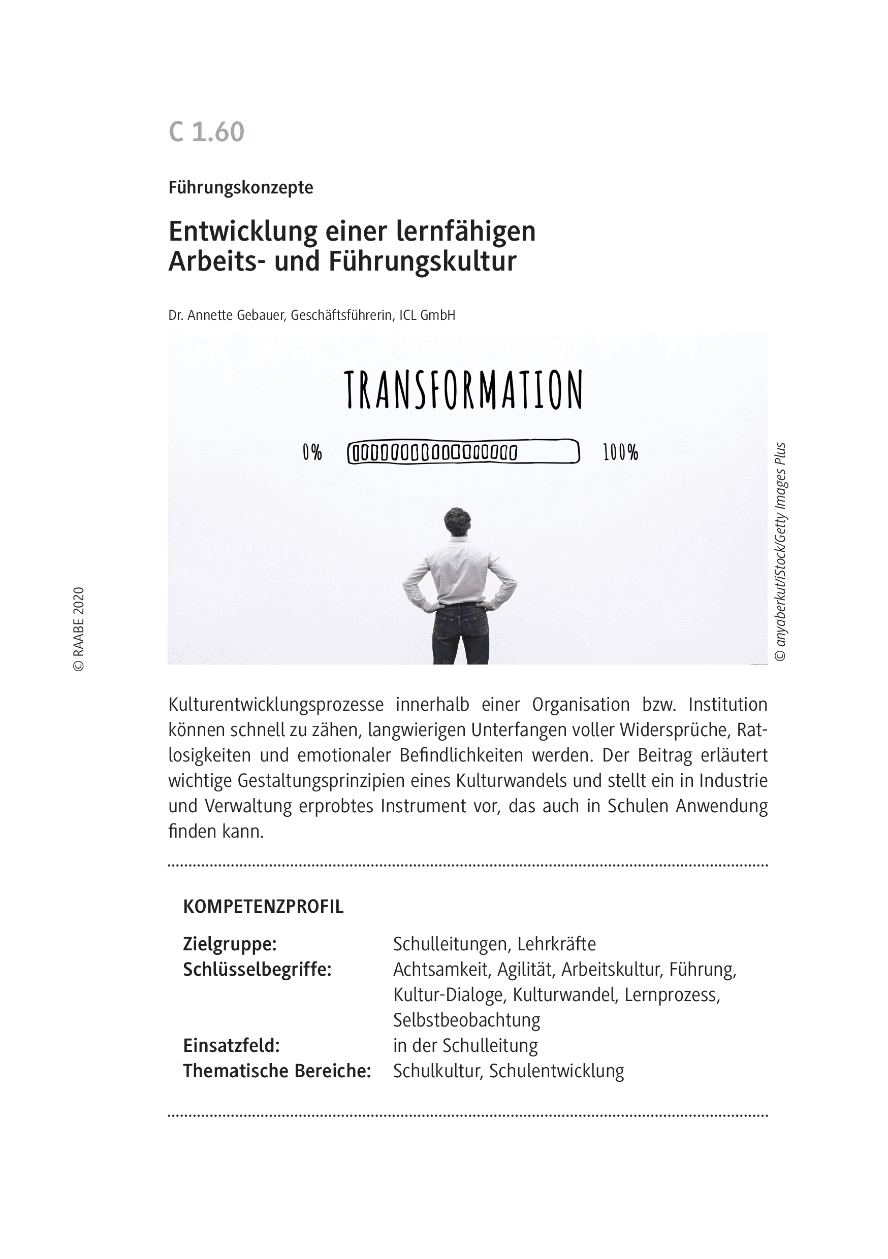 Entwicklung einer lernfähigen Arbeits- und Führungskultur