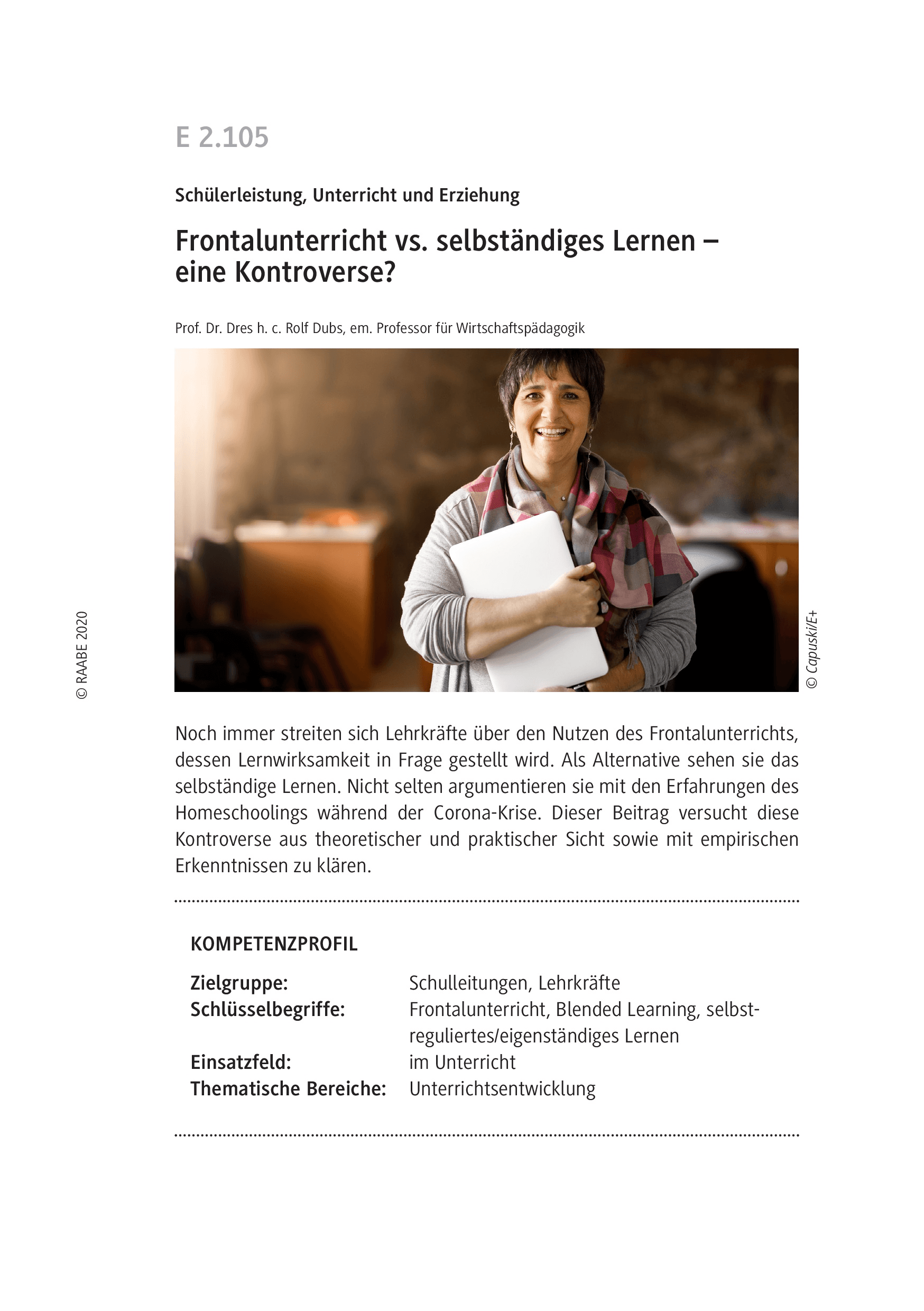Frontalunterricht vs. selbständiges Lernen