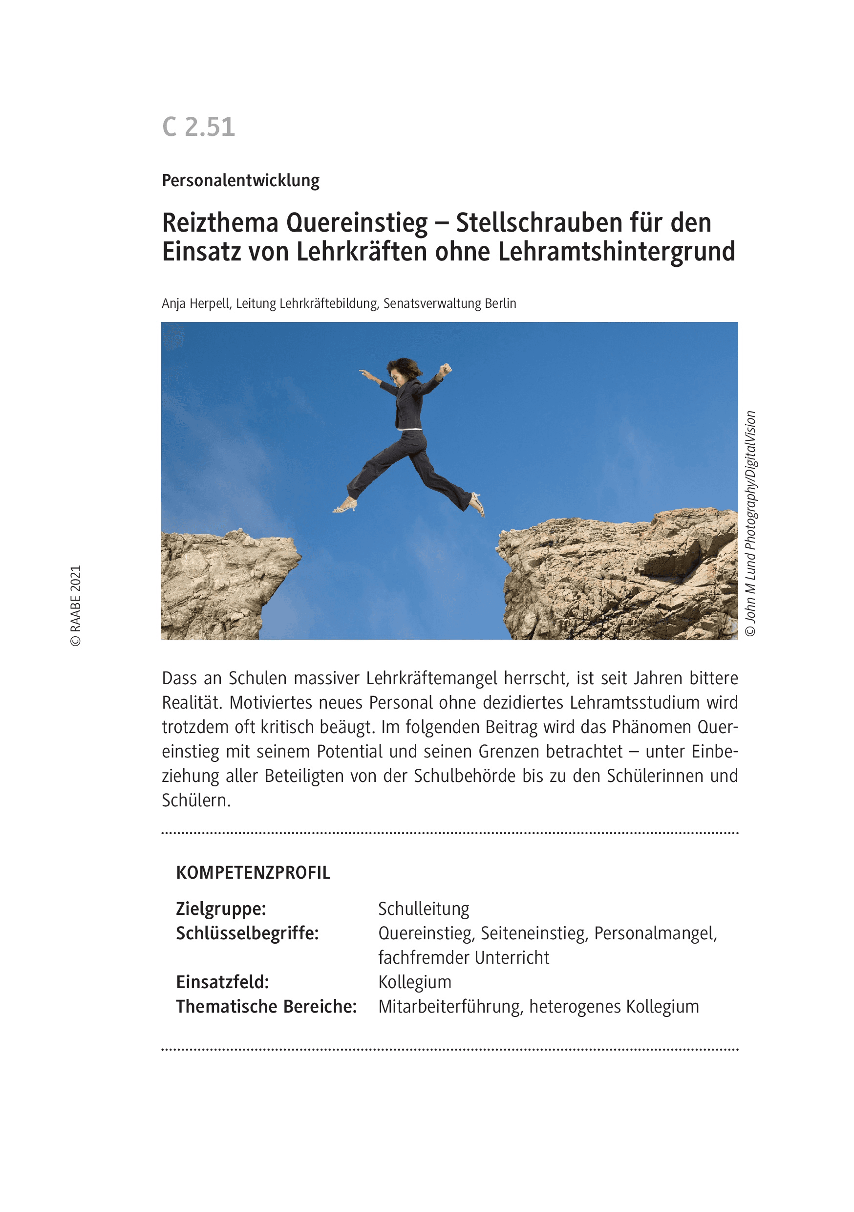 Reizthema Quereinstieg