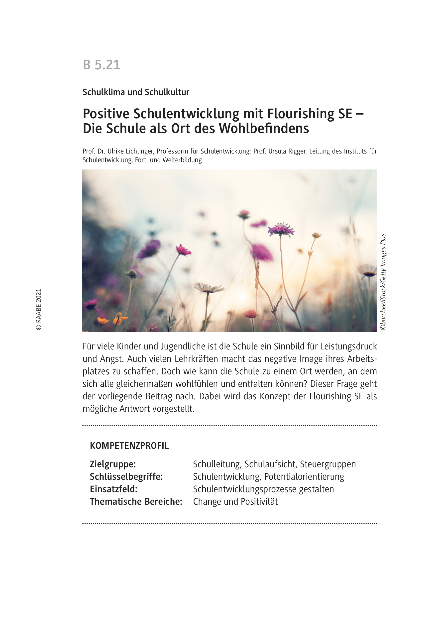Positive Schulentwicklung mit Flourishing SE