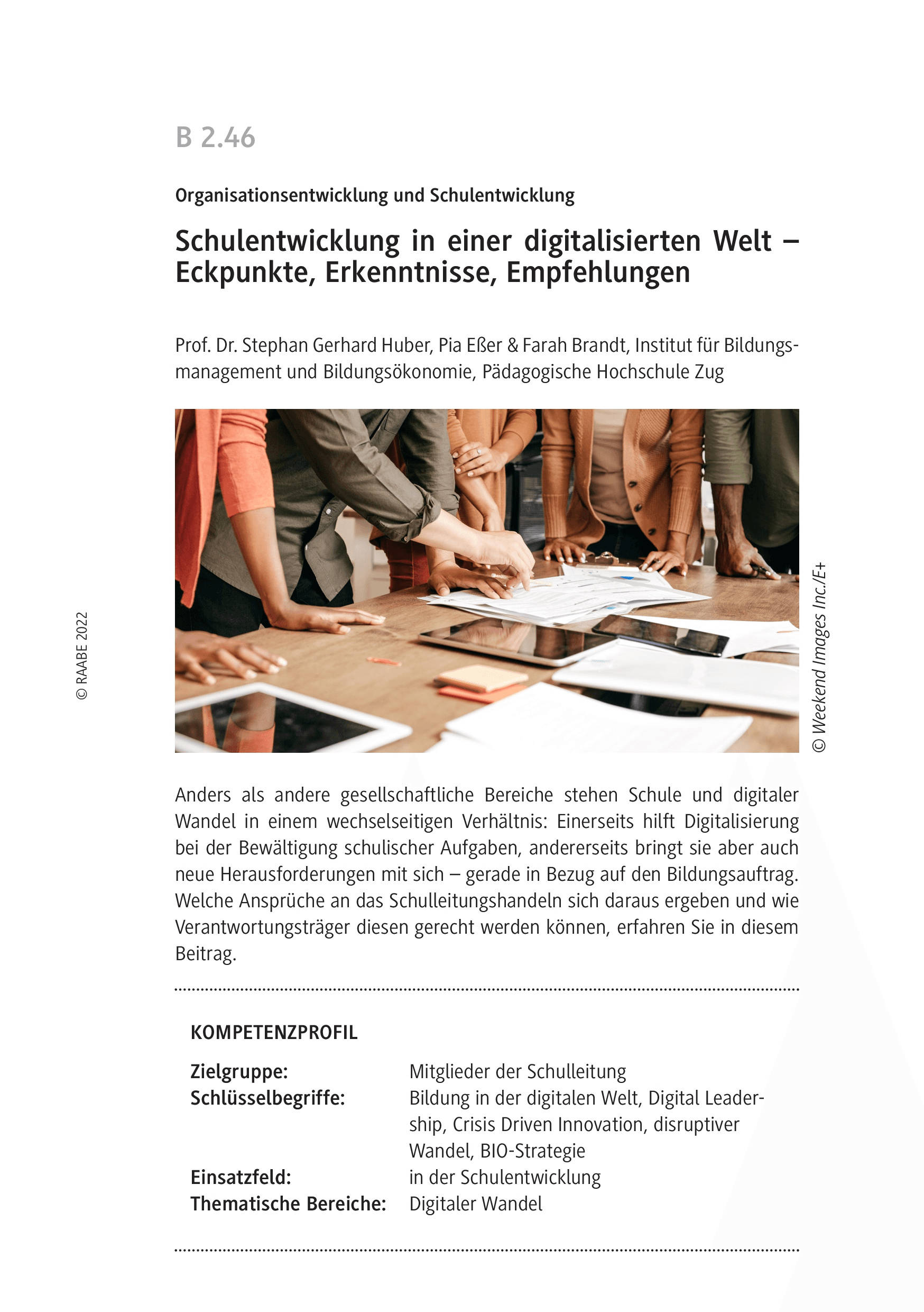 Schulentwicklung in einer digitalisierten Welt