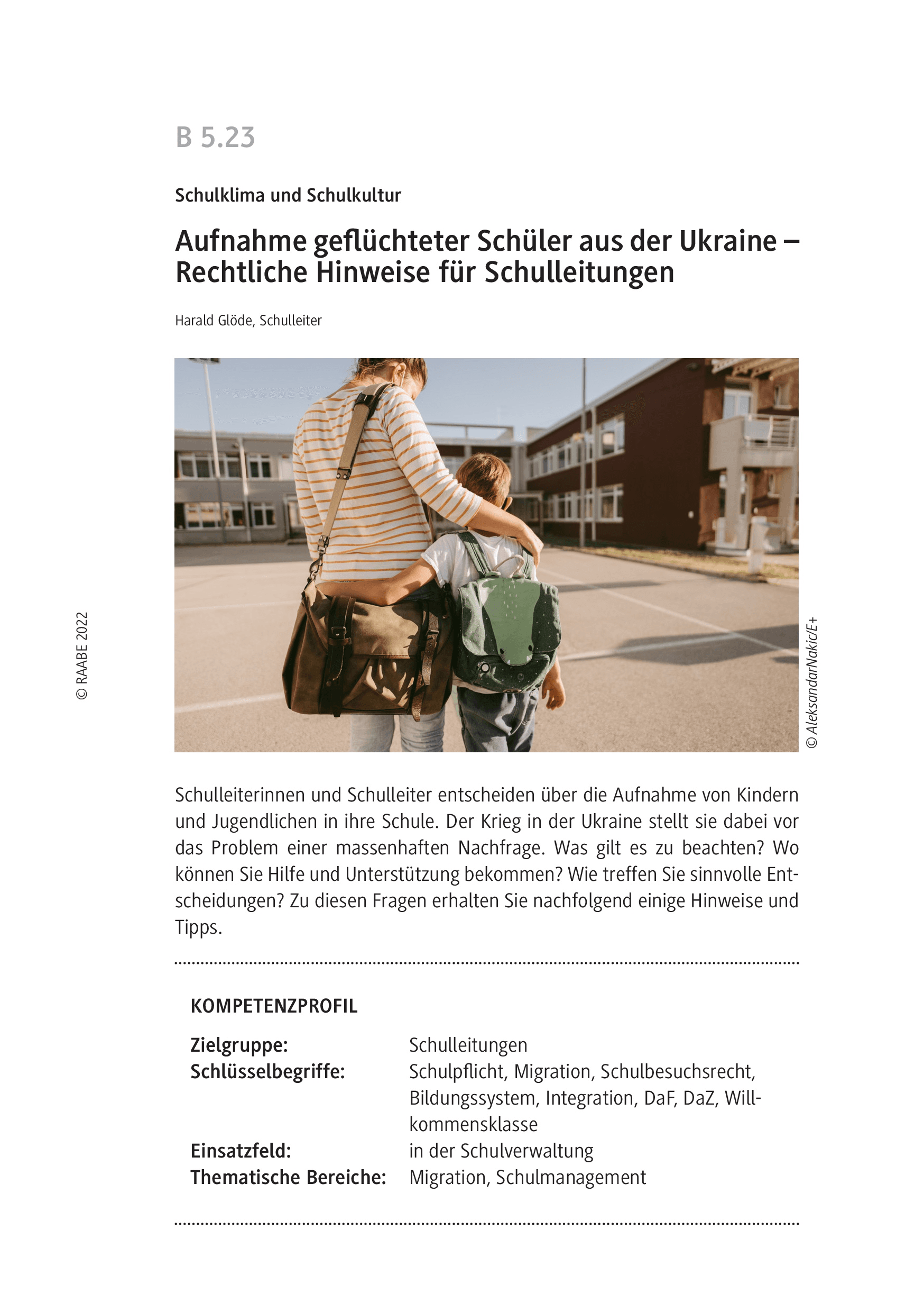 Aufnahme geflüchteter Schüler aus der Ukraine