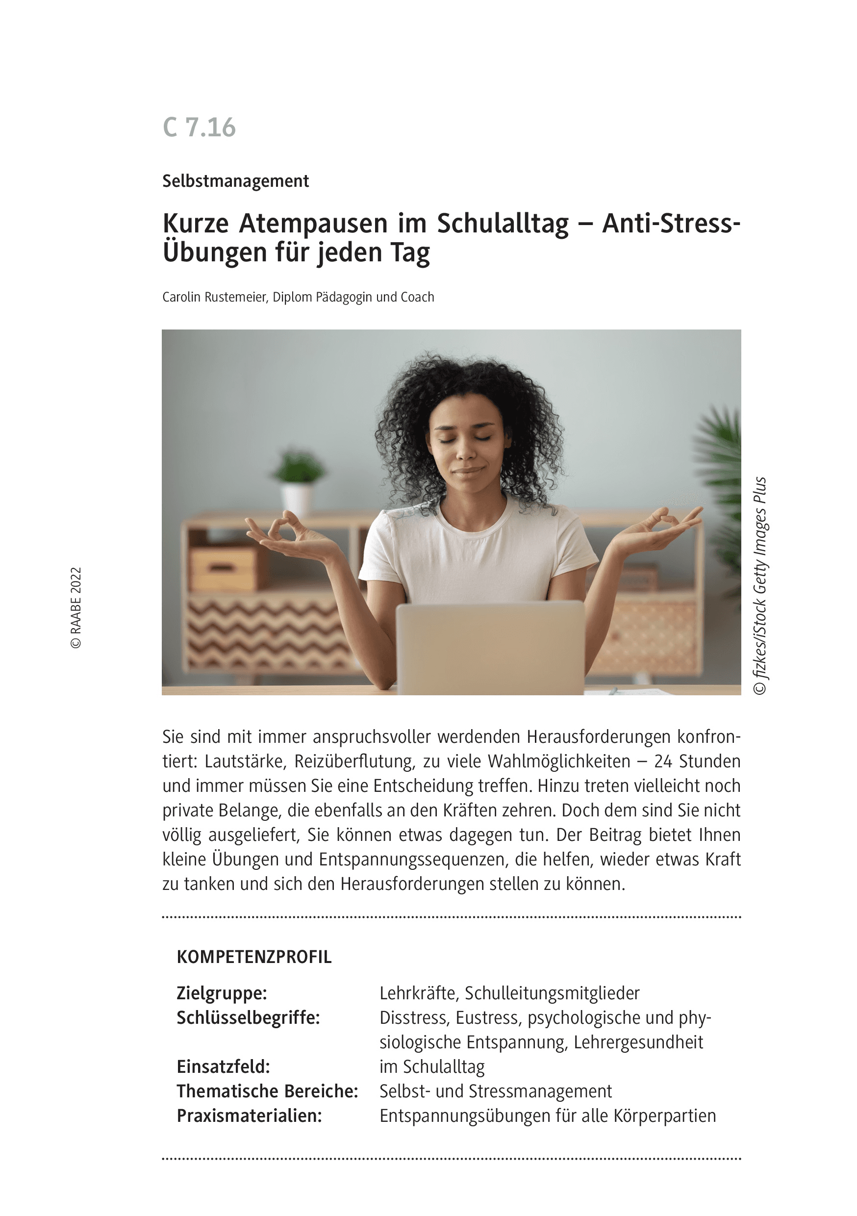 Kurze Atempausen im Schulalltag