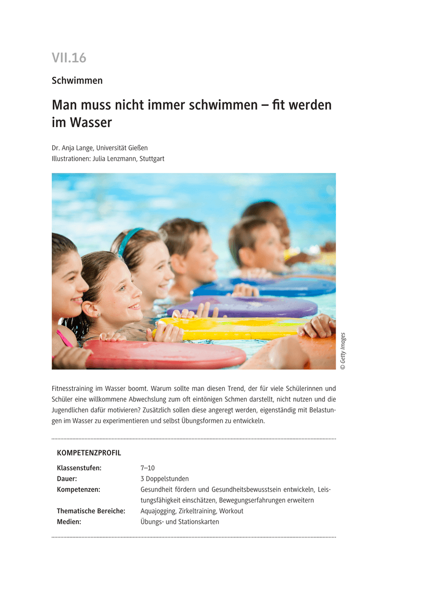 Man muss nicht immer schwimmen