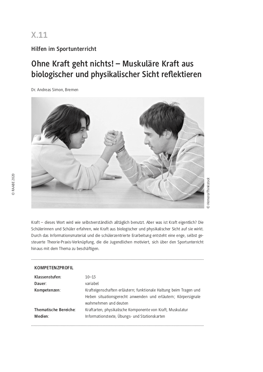 Muskuläre Kraft aus biologischer und physikalischer Sicht reflektieren