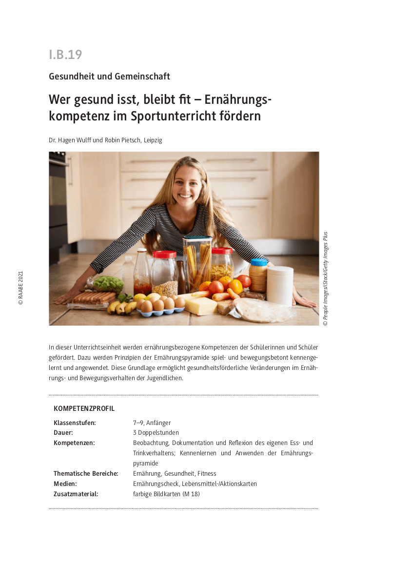 Ernährungskompetenz im Sportunterricht fördern