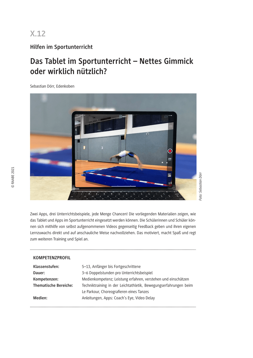 Das Tablet im Sportunterricht
