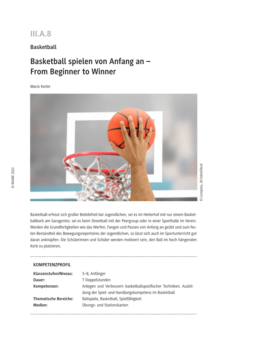 Basketballspielen von Anfang an