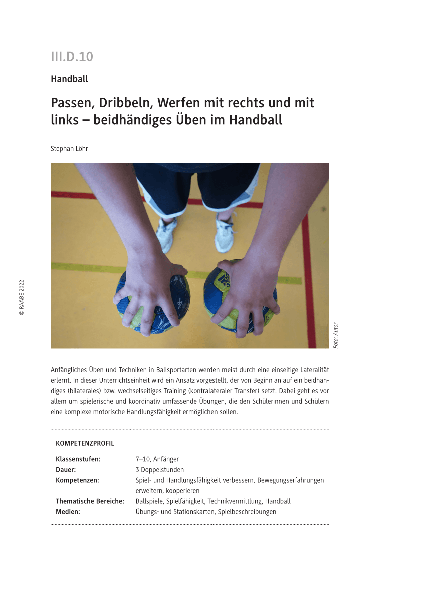 Beidhändiges Üben im Handball