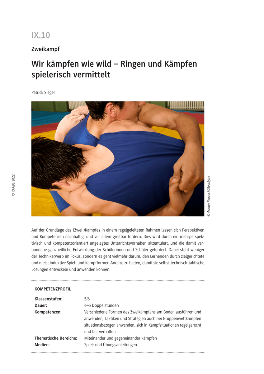 Ringen und Kämpfen spielerisch vermittelt
