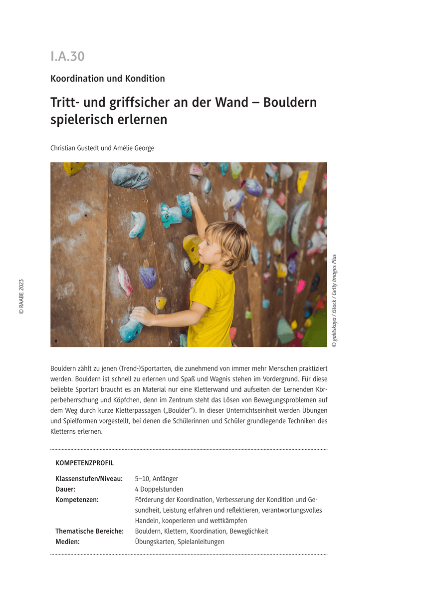 Bouldern spielerisch erlernen