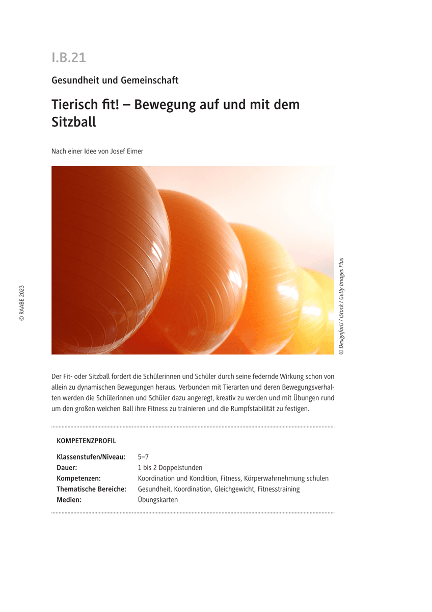Bewegung auf und mit dem Sitzball