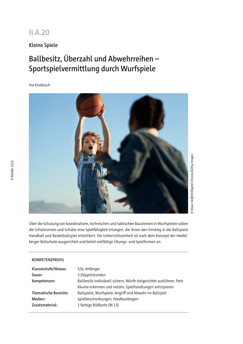 Sportspielvermittlung durch Wurfspiele