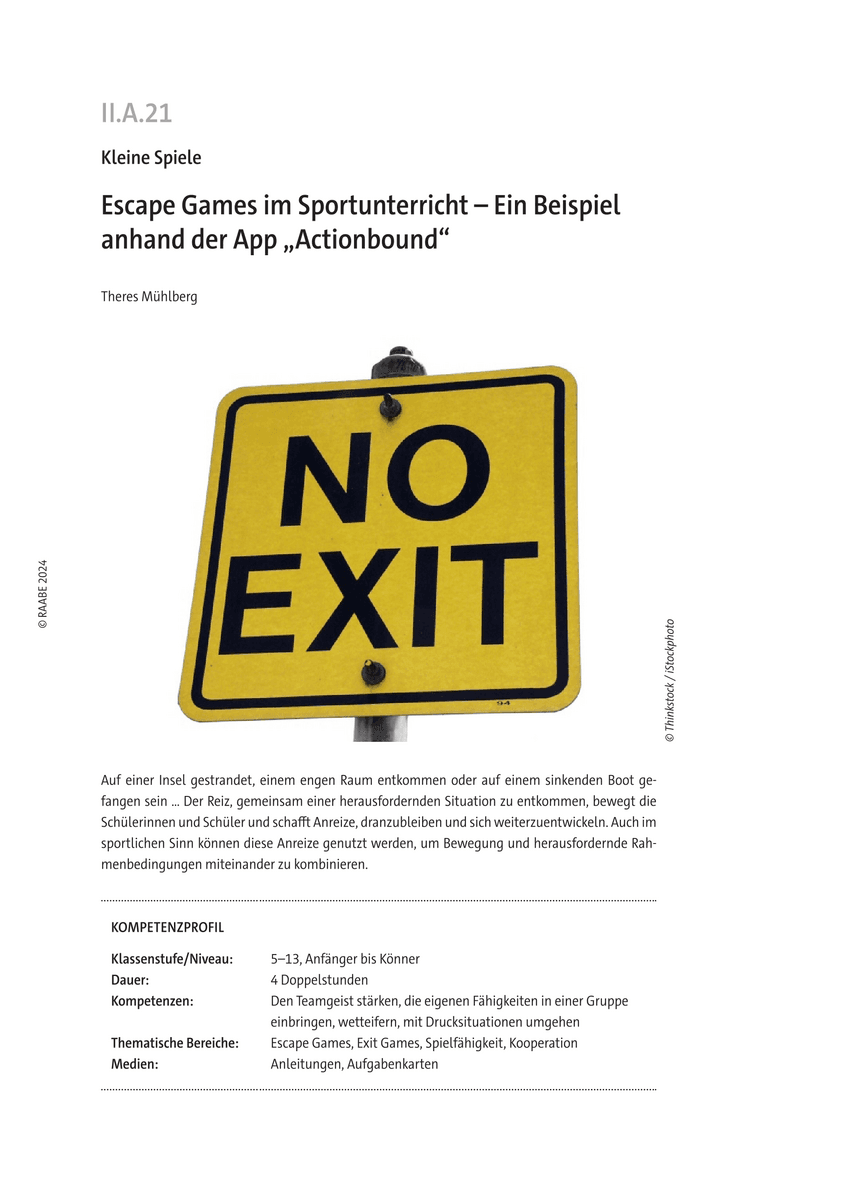 Escape Games im Sportunterricht
