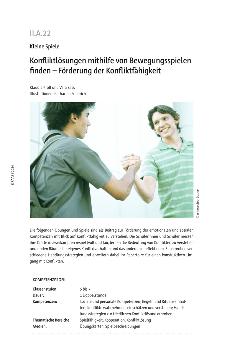 Konfliktlösungen mithilfe von Bewegungsspielen finden