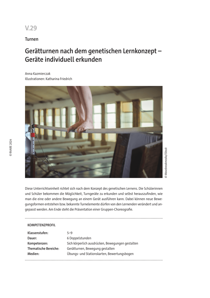 Gerätturnen nach dem genetischen Lernkonzept