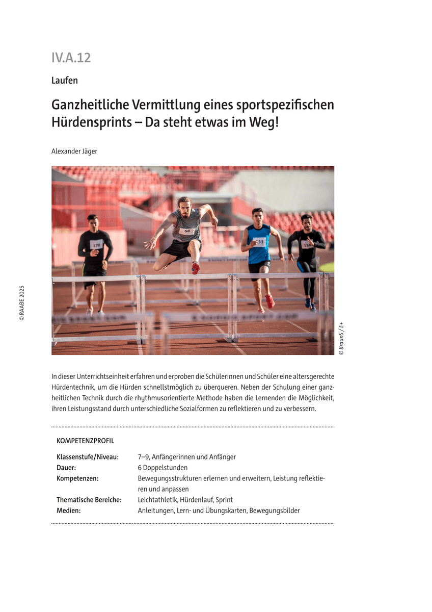 Ganzheitliche Vermittlung eines sportspezifischen Hürdensprints