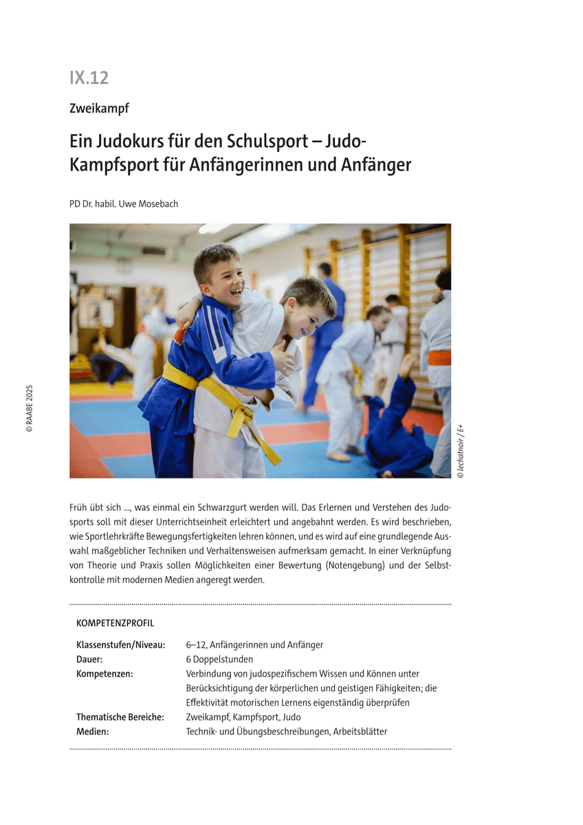 Ein Judokurs für den Schulsport