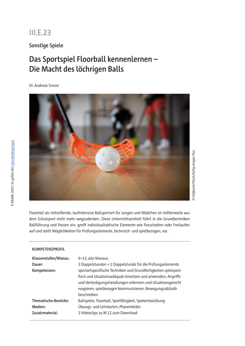 Das Sportspiel Floorball kennenlernen