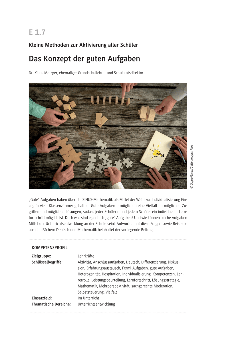 Das Konzept der guten Aufgaben