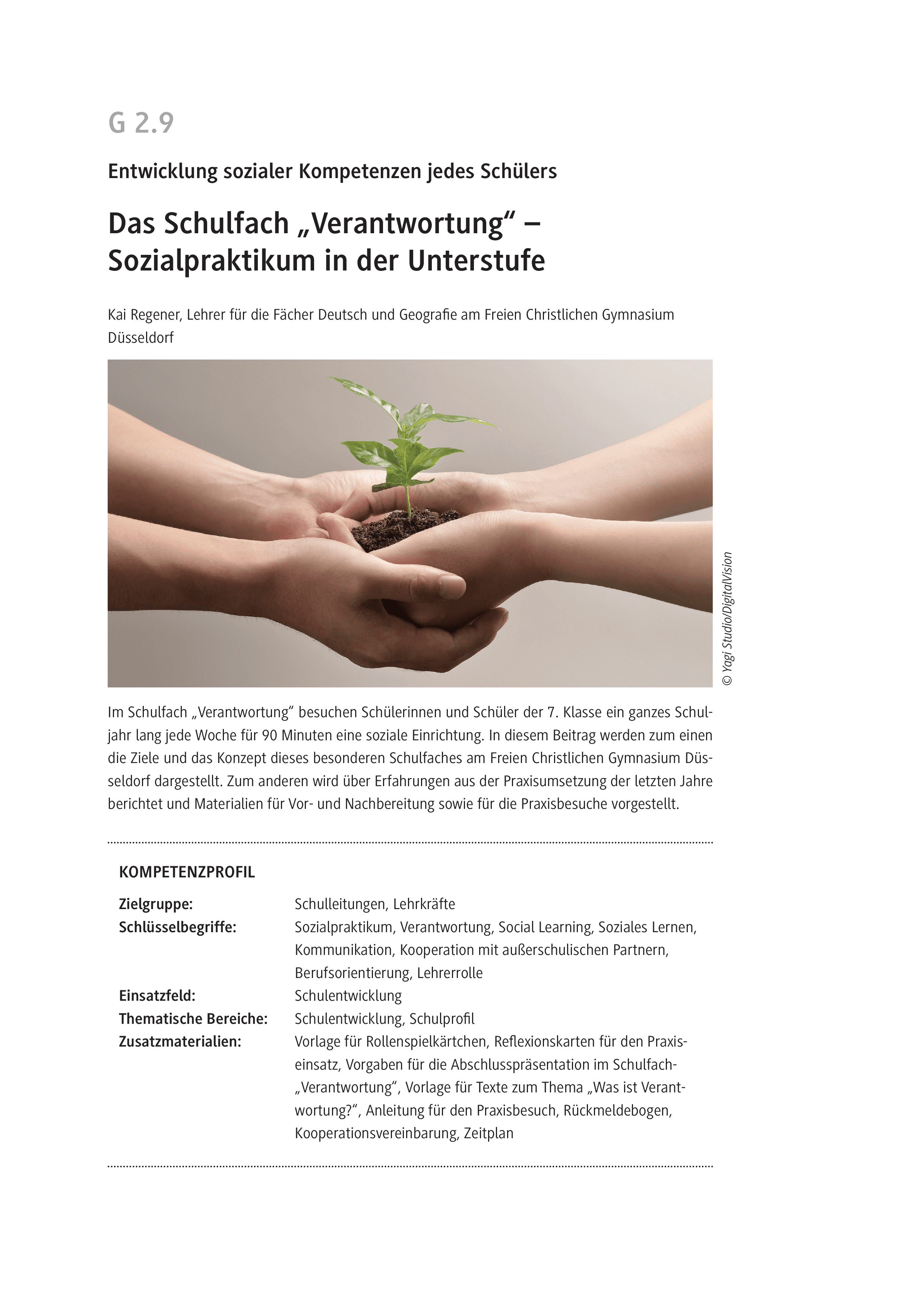 Das Schulfach Verantwortung