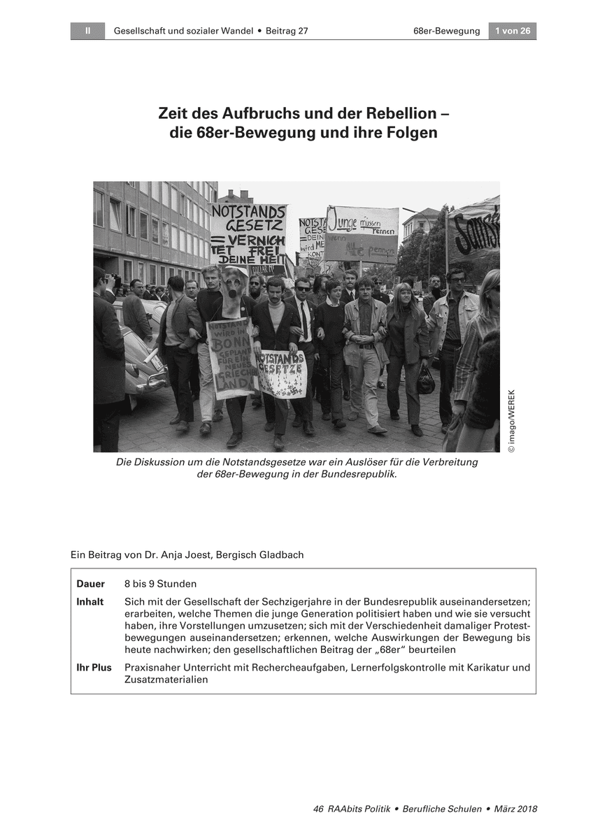 Zeit des Aufbruchs und der Rebellion
