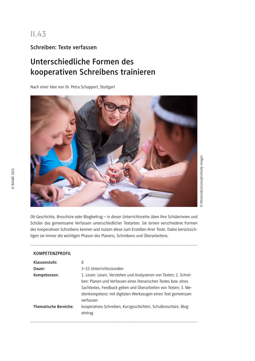 Unterschiedliche Formen des kooperativen Schreibens trainieren