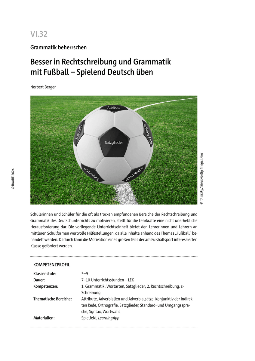 Besser in Rechtschreibung und Grammatik mit Fußball