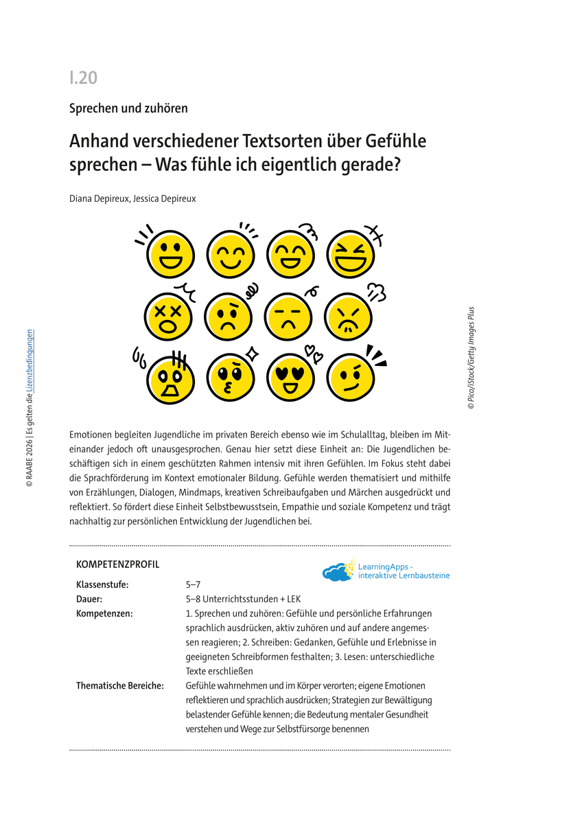 Anhand verschiedener Textsorten über Gefühle sprechen