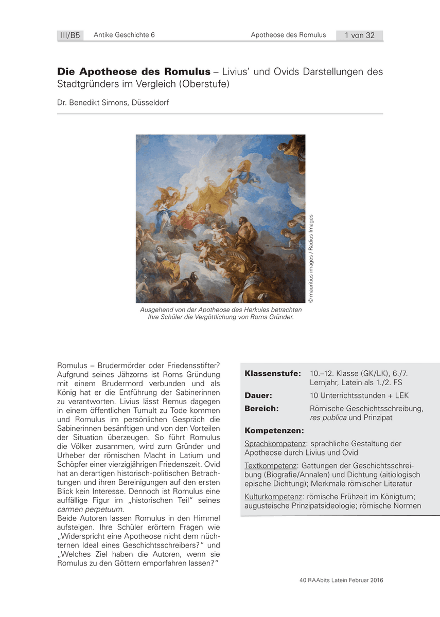Die Apotheose des Romulus