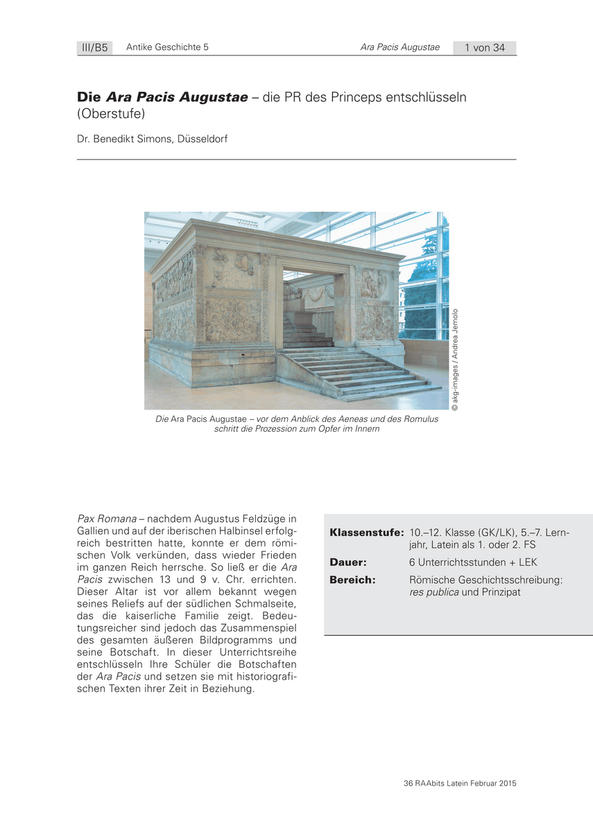Die Ara Pacis Augustae