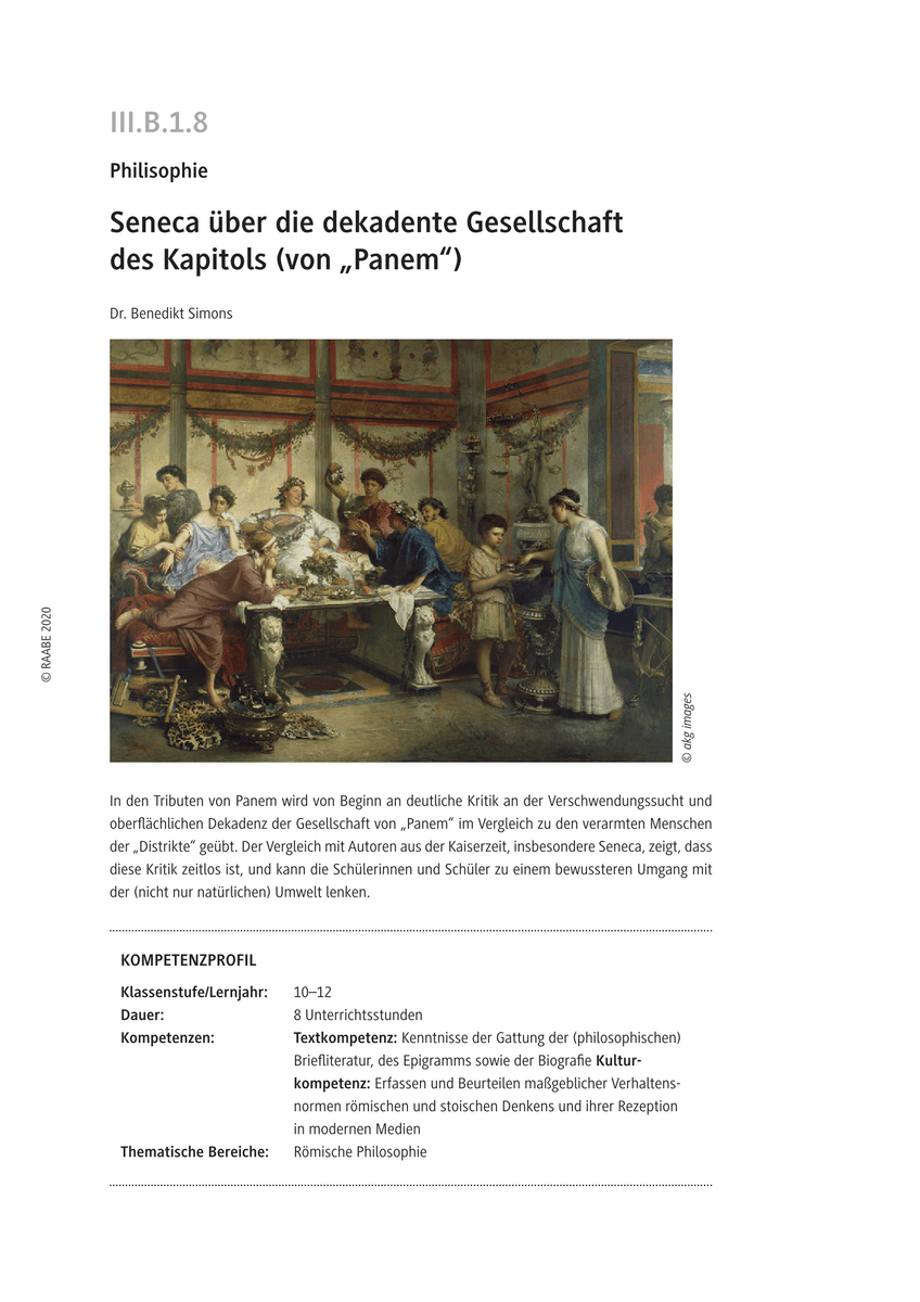 Seneca über die dekadente Gesellschaft des Kapitols (von „Panem“)