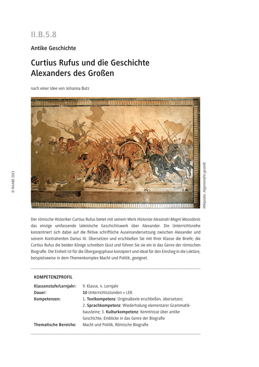 Curtius Rufus und die Geschichte Alexanders des Großen