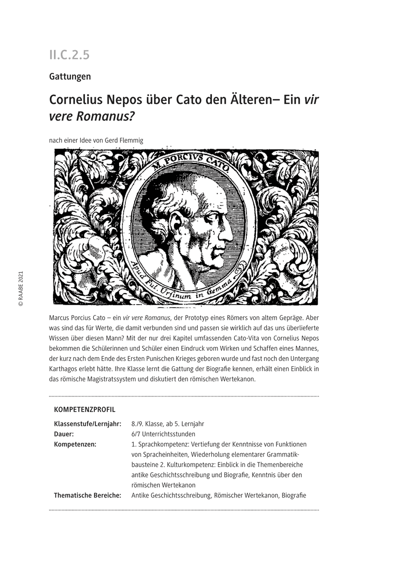 Cornelius Nepos über Cato den Älteren