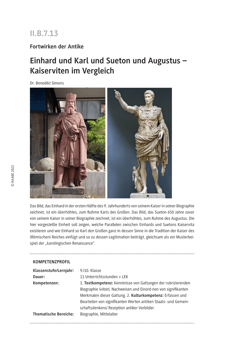 Einhard und Karl und Sueton und Augustus