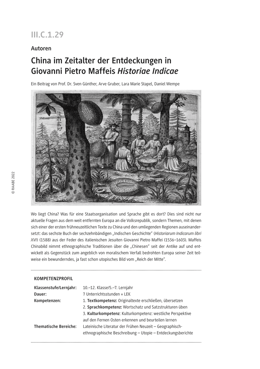 China im Zeitalter der Entdeckungen in Giovanni Pietro Maffeis Historiae Indicae