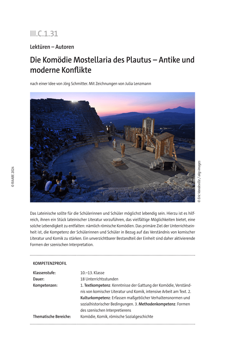 Die Komödie Mostellaria des Plautus
