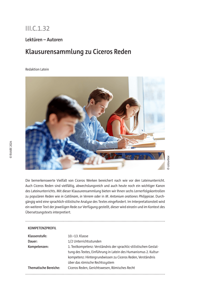 Klausurensammlung zu Ciceros Reden
