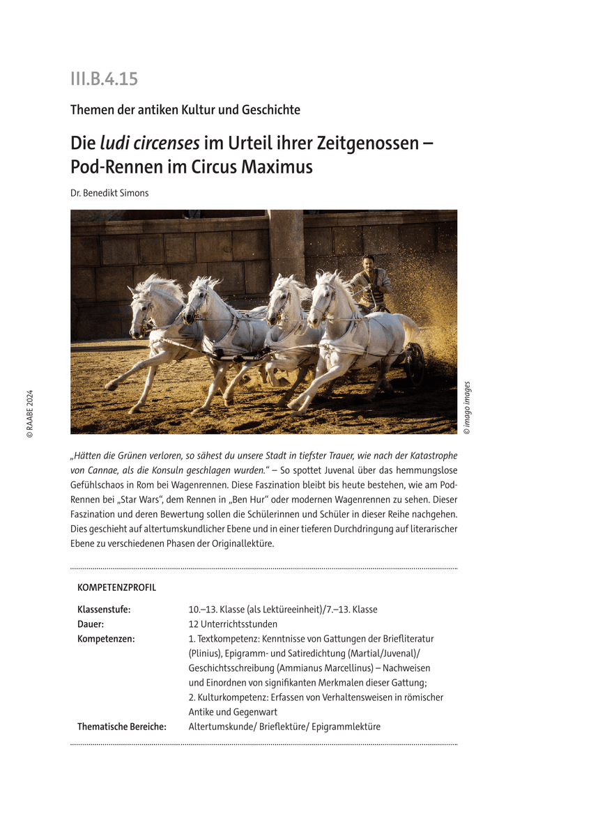 Die ludi circenses im Urteil ihrer Zeitgenossen