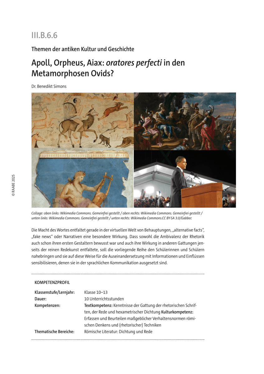 Apoll, Orpheus, Aiax: oratores perfecti in den Metamorphosen Ovids?