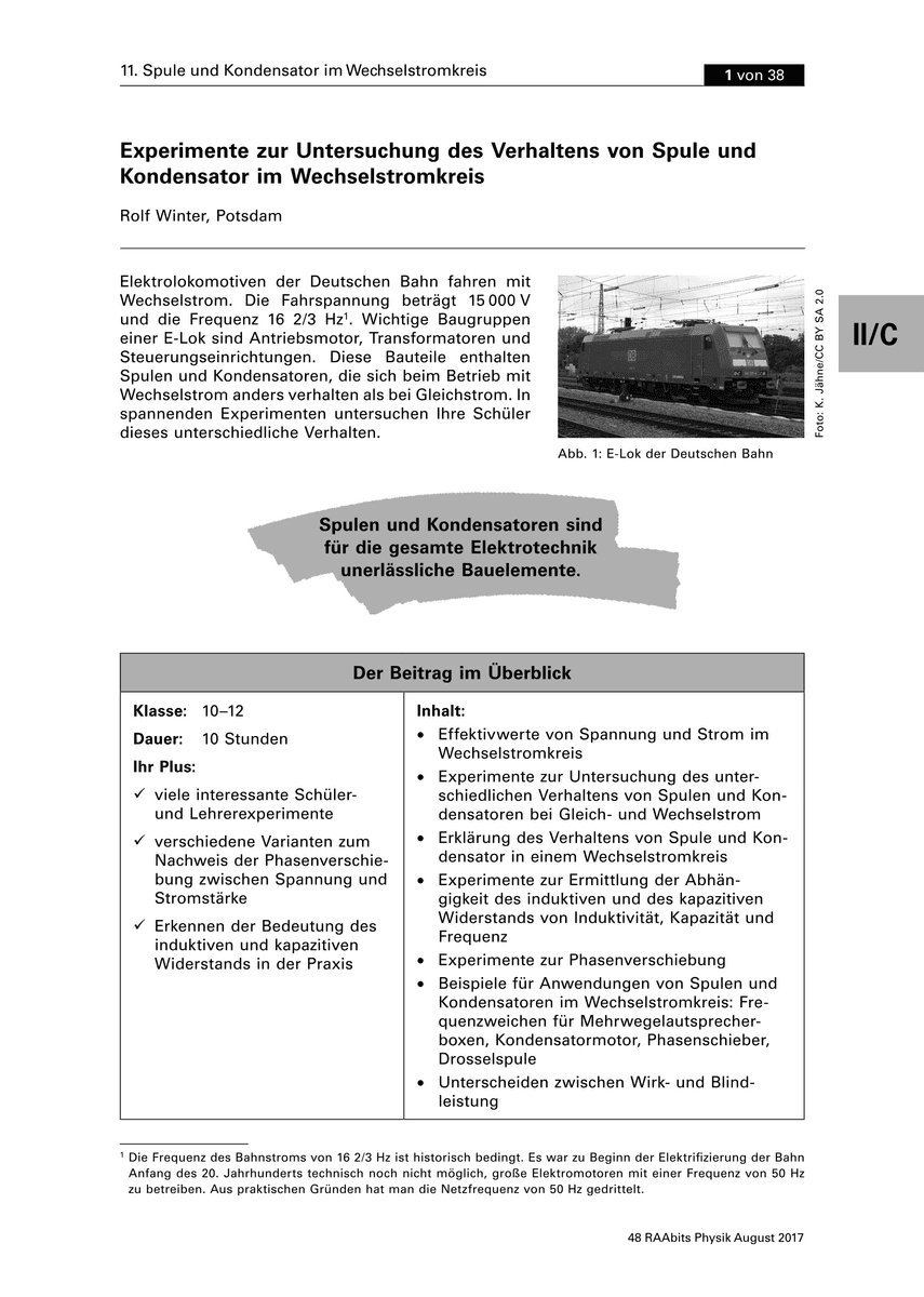 Experimente zur Untersuchung des Verhaltens von Spule und Kondensator im Wechselstromkreis