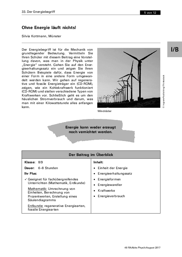 Ohne Energie läuft nichts!