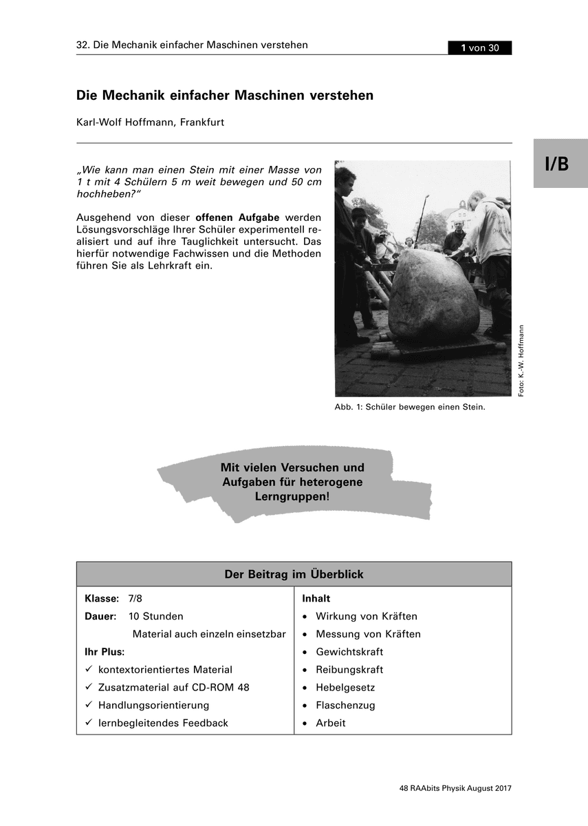 Die Mechanik einfacher Maschinen verstehen