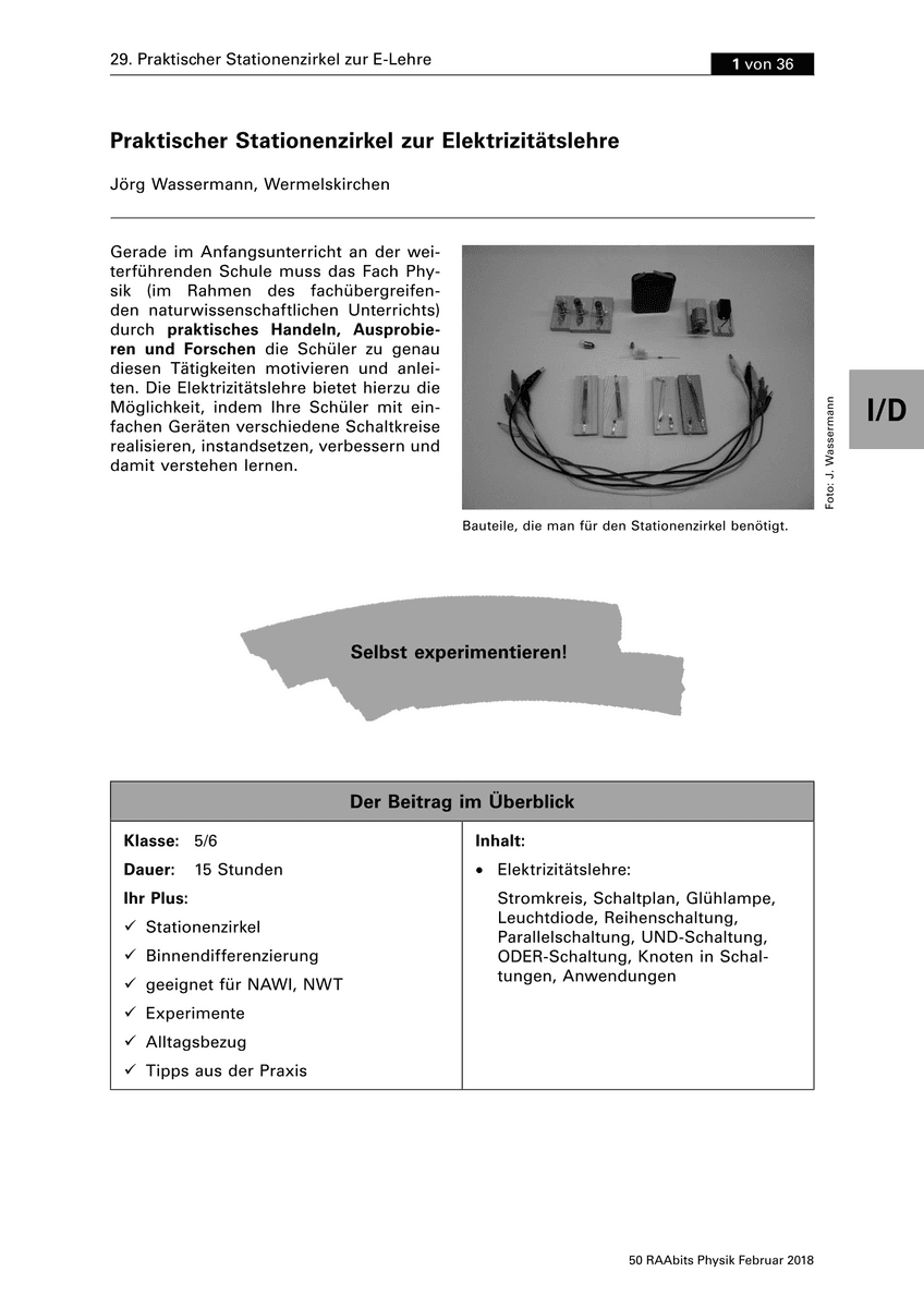 Praktischer Stationenzirkel zur Elektrizitätslehre
