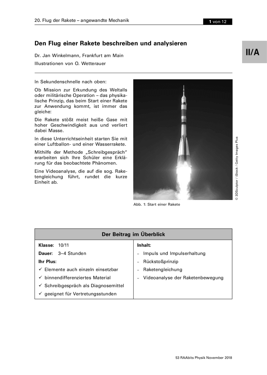 Den Flug einer Rakete beschreiben und analysieren