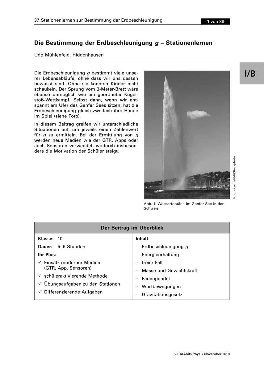 Die Bestimmung der Erdbeschleunigung g